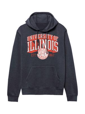 Image of UNIVERSITY OF ILLINOIS DOUBLE ARCHWAYS OVER SEAL EST 1867 HOODIE -  heathernavy